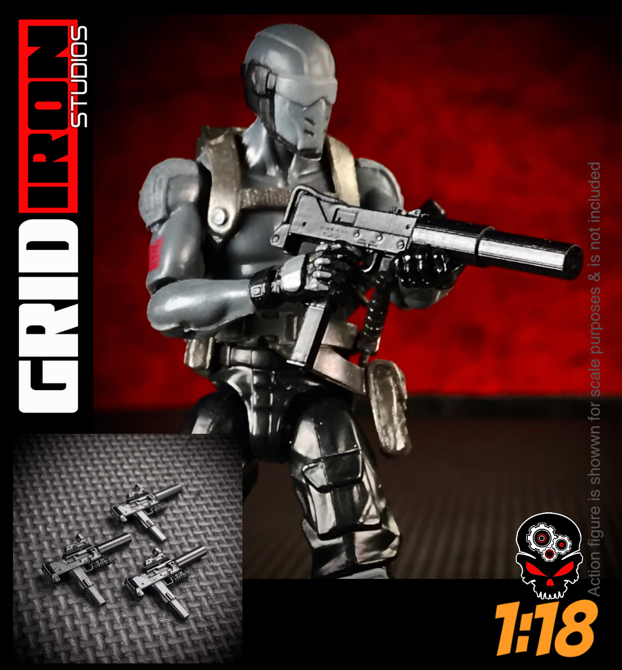 GI Joe 1:18 Action Figur 3.75 Heckler & Koch H&K MP5 MP-5K Submachine Gun G19_N 