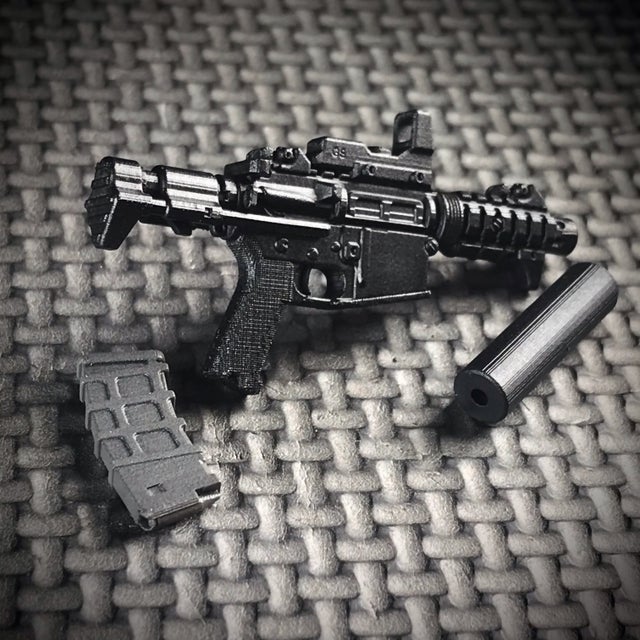 GA0202B 1:12 (BK) v2 AR Pistol w/ Silencer & Removable Mag great 